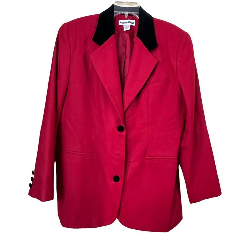 Jennifer Moore Red Wool Blazer Size 16